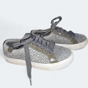 Tory Burch Marion Quilted Felt Gray Sneakers Womens Size 5